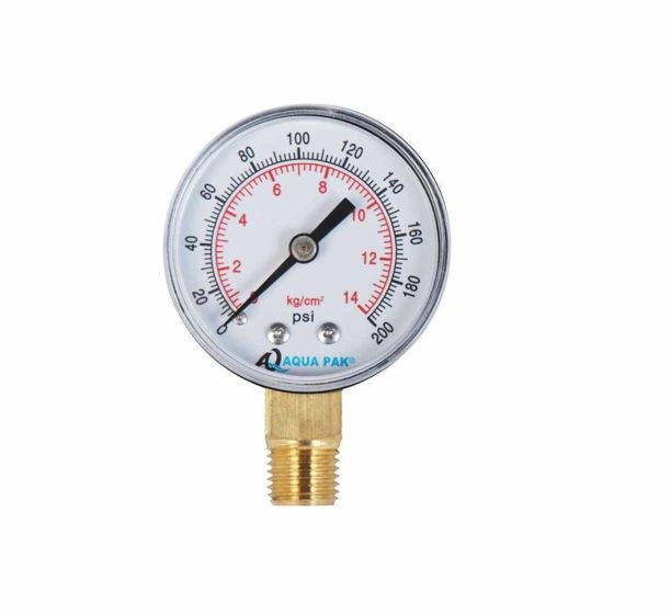 Manometro de glicerina 0-100 psi salida inferior 1/4" caratula 2.5"