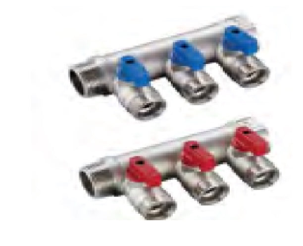 MANIFUL LINEAL DE LATON RIIFO con valvulas rojo o azul