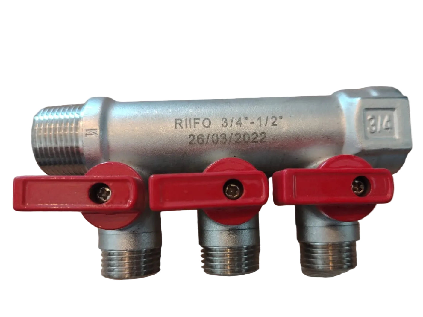 MANIFUL LINEAL DE LATON RIIFO con valvulas rojo o azul